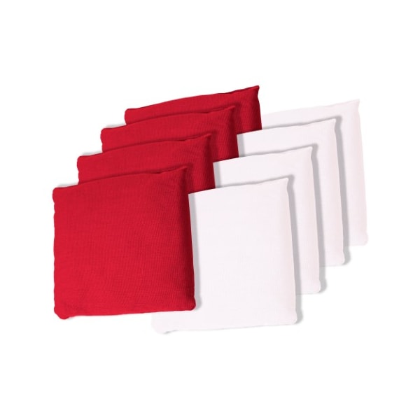 Toy Time Regulation Sized Cornhole Canvas Bag Set with Moisture Lining for Kids/Adults (8-pack, Red/White) - 394349ACB