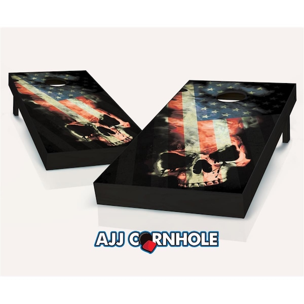 Mkf Collection By Mia K. Farrow American Skull Theme Cornhole Set with Bags - 8 x 24 x 48 in. - 107-AMERICANSKULL
