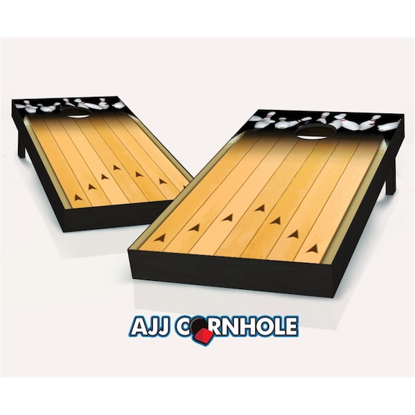 Mkf Collection By Mia K. Farrow Bowling Lane Theme Cornhole Set with Bags - 8 x 24 x 48 in. - 107-BOWLINGLANE
