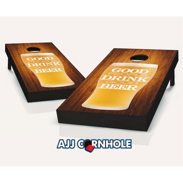 Mkf Collection By Mia K. Farrow AJJCornhole Good People Drink Good Beer Theme Cornhole Set with Bags - 8 x 24 x 48 in. - AJ13155