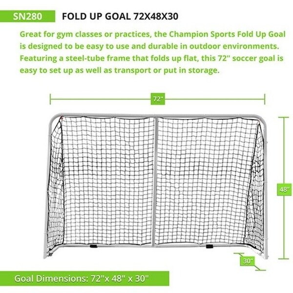 Champion Sports Durable Fold Up Goal, Powder Coated Steel - SN280