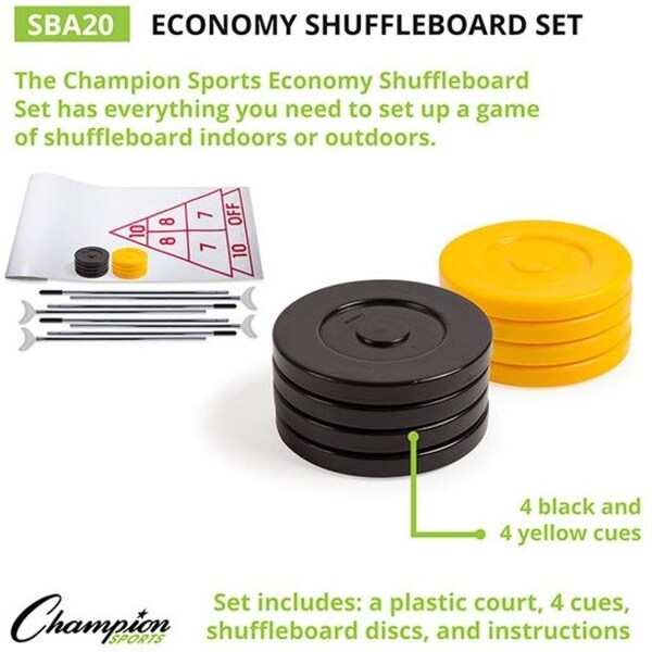 Champion Sports Economy Shuffleboard Set, Ct, Cues Discs - SBA20