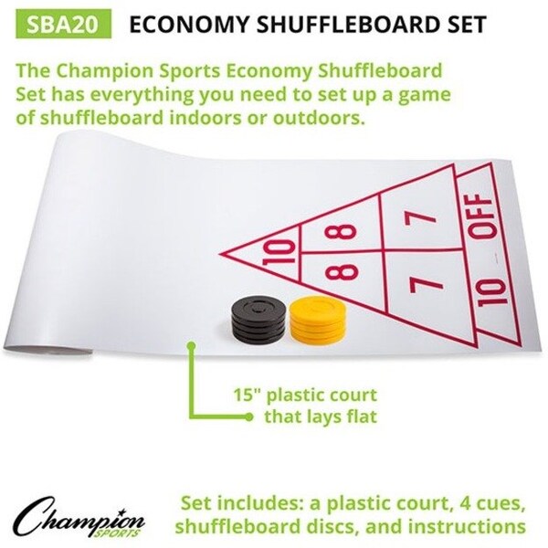 Champion Sports Economy Shuffleboard Set, Ct, Cues Discs - SBA20