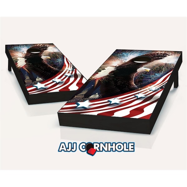 Mkf Collection By Mia K. Farrow Bald Eagle Fireworks Theme Cornhole Set with Bags - 8 x 24 x 48 in. - 107-BALDEAGLEFIREWORKS