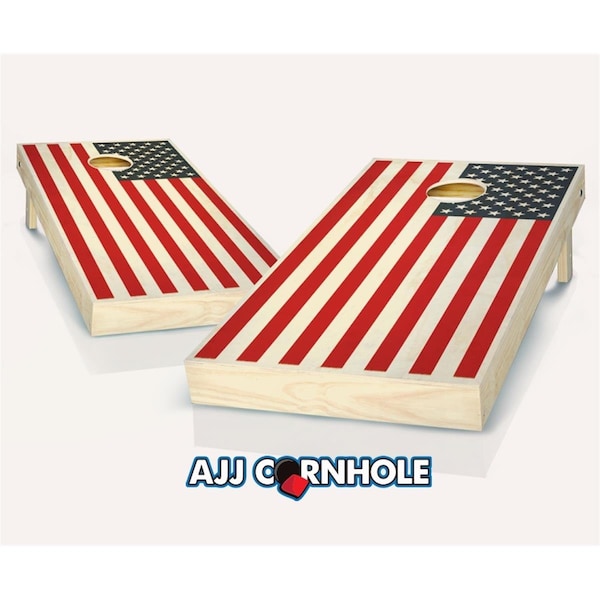 Mkf Collection By Mia K. Farrow AJJCornhole 2 Color American Flag Theme Cornhole Set with Bags - 8 x 24 x 48 in. - 109-STAINED2COLORAMERICANFLAG