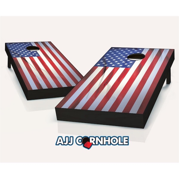 Mkf Collection By Mia K. Farrow AJJCornhole Wrinkled American Flag Cornhole Set with bags - 8 x 24 x 48 in. - 107-WRINKLEDAMERICANFLAG