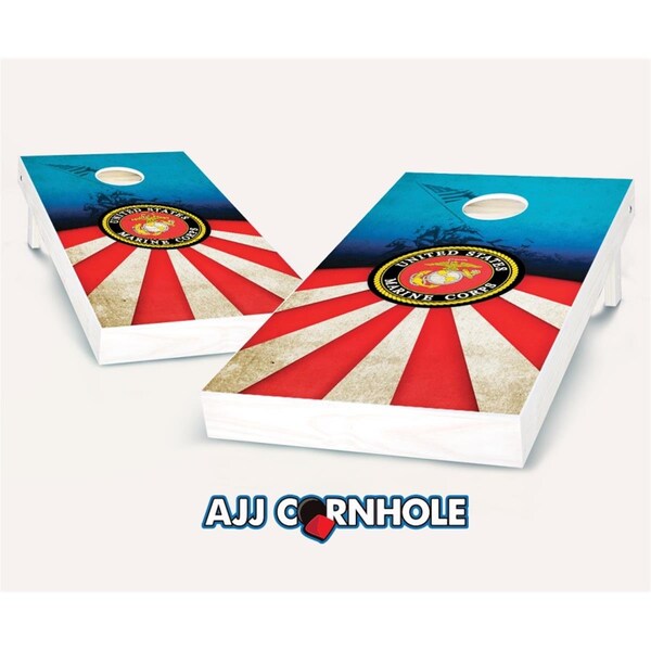 Mkf Collection By Mia K. Farrow AJJCornhole USMC Theme Cornhole Set with Bags - 8 x 24 x 48 in. - AJ12969