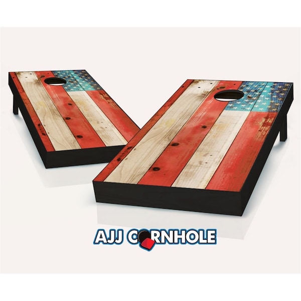 Mkf Collection By Mia K. Farrow AJJCornhole Distressed American Flag Cornhole Set with Bags - 8 x 24 x 48 in. - 107-DISTRESSEDAMERICANFLAG