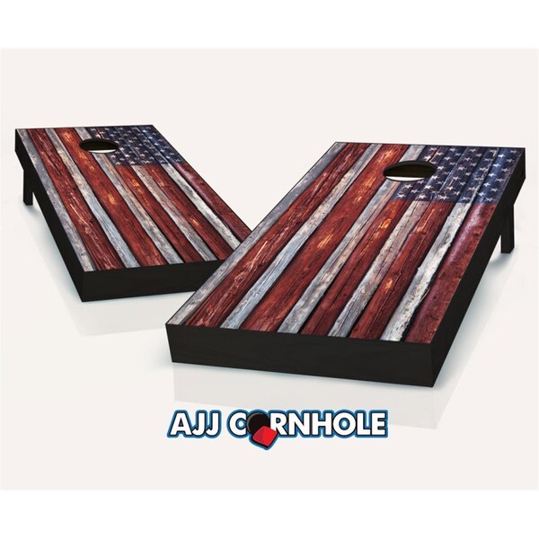 Mkf Collection By Mia K. Farrow AJJCornhole Country Rustic American Flag Cornhole Set with Bags - 8 x 24 x 48 in. - AJ12983