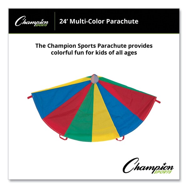 Champion Sports Nylon Multicolor Parachute, 24 ft dia, 20 Handles - NP24