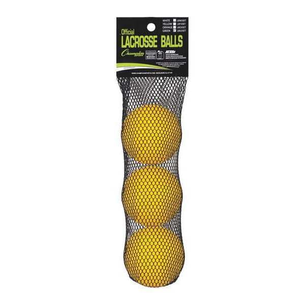 Champion Sports NOCSAE Lacrosse Ball Set, Yellow, PK3 - LBY3SET