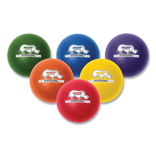 Champion Sports Rhino Skin Dodge Ball Set, 6" Diameter, Assorted Colors, PK6 - RXD6SET