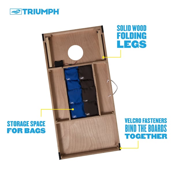 Triumph LED 2X4 Blue/Grey All-Wood Bag Toss - 35-8020-3
