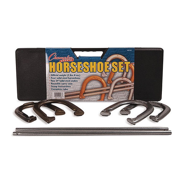 Champion Sports Steel Horseshoe Set in Case, 4 Shoes - IHS100