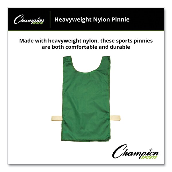 Champion Sports Heavyweight Pinnies, Nylon, One Size, Green, PK12 - NP1GN