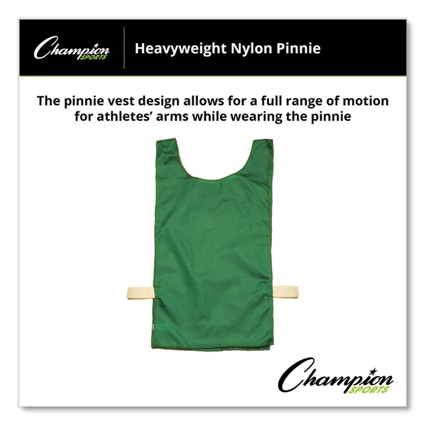 Champion Sports Heavyweight Pinnies, Nylon, One Size, Green, PK12 - NP1GN
