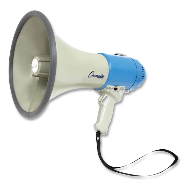 Champion Sports Megaphone, 12 W to 25 W, 1,000 yds Range, White/Blue - MP12W