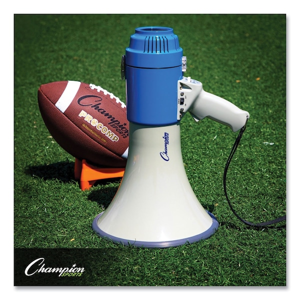Champion Sports Megaphone, 12 W to 25 W, 1,000 yds Range, White/Blue - MP12W