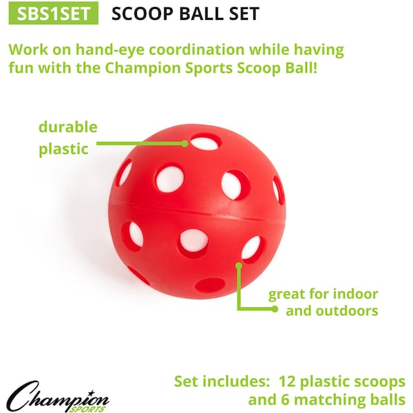 Champion Sports Scoop Ball Set, All Ages, PK6 - SBS1SET