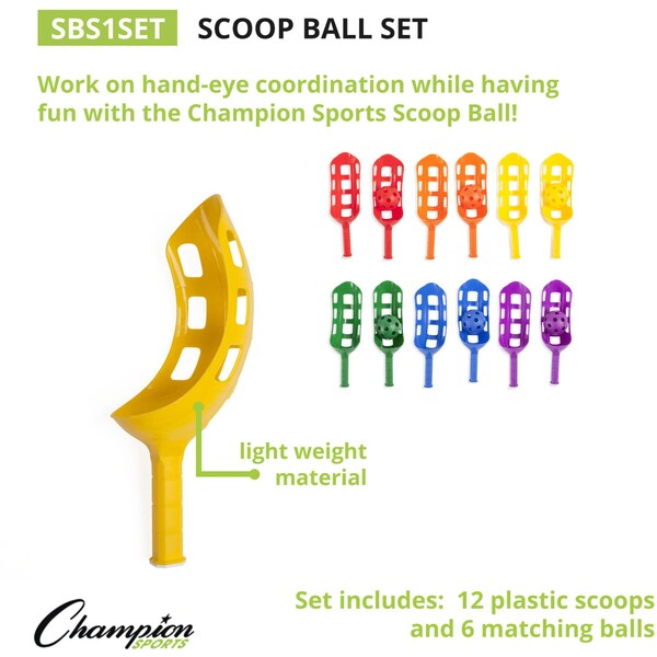 Champion Sports Scoop Ball Set, All Ages, PK6 - SBS1SET