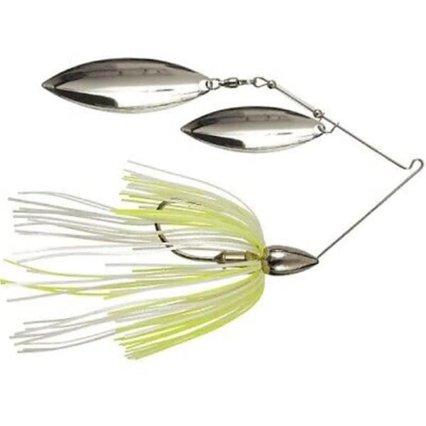 War Eagle Nickel Frame Double Willow Spinnerbait White & Chartreuse Pearl Fishing Lure - WE38NW45
