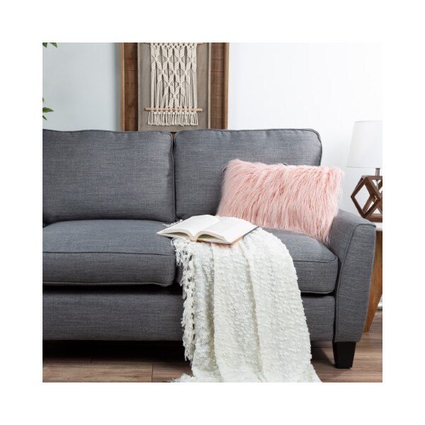 Hastings Home Hastings Home 12x20 Faux Fur Lumbar Pillow, Pink - 396275AVG