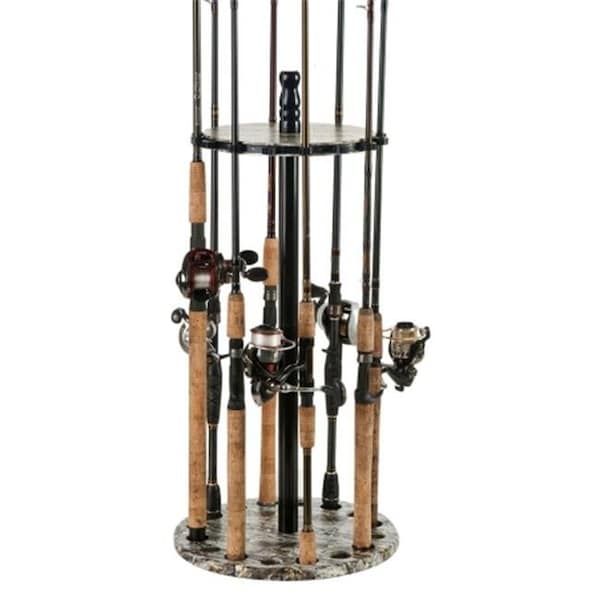 Organized Fishing Organized Fishing CAMRR-015 Round Floor Rack With Metal Posts; Oak - CAMRR-015