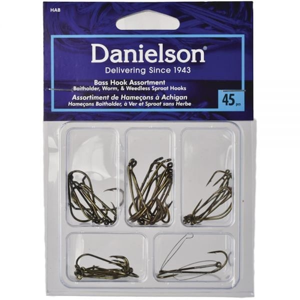 Danielson Bass Fishing Hook Assortment - 45 Piece - 530521