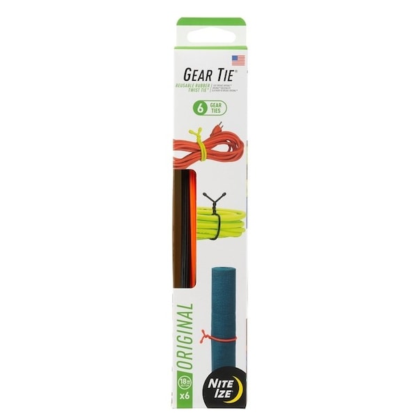 Gear Tie TwistTie, 62 mm Dia, 18 in L, Rubber, BlackLight OrangeNeon Yellow - GTPP18-A1-R8