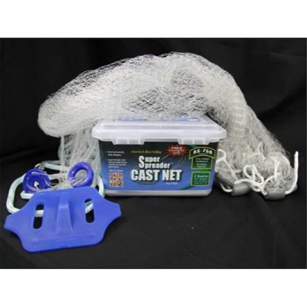Fitec RS750 White Nylon Super Spreader Cast Net 4'x3/8mesh  3/4 lb wt - 10040