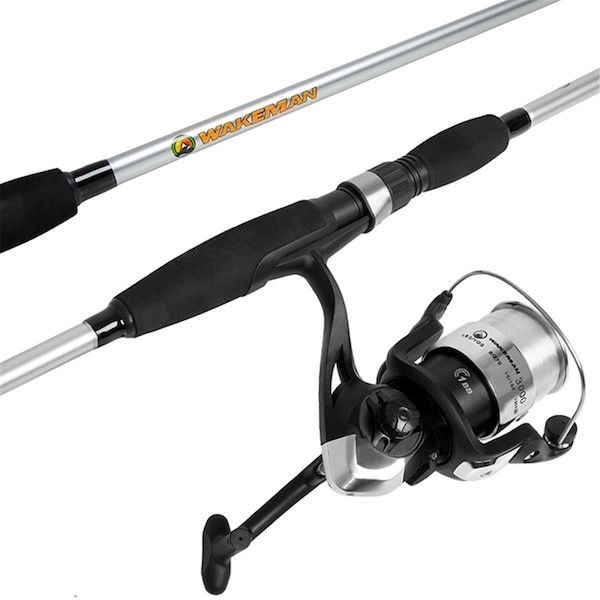 Wakeman Spincast Fishing Gear Rod & Reel Combo for Bass-Trout FishingSilver - 80-FSH3000