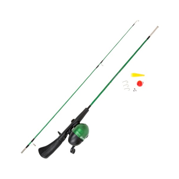 Leisure Sports Fishing Rod and Reel Combo with Tackle Set, Spincast Pole, Gear for Small Fish for Kids, Green - 211414OWR
