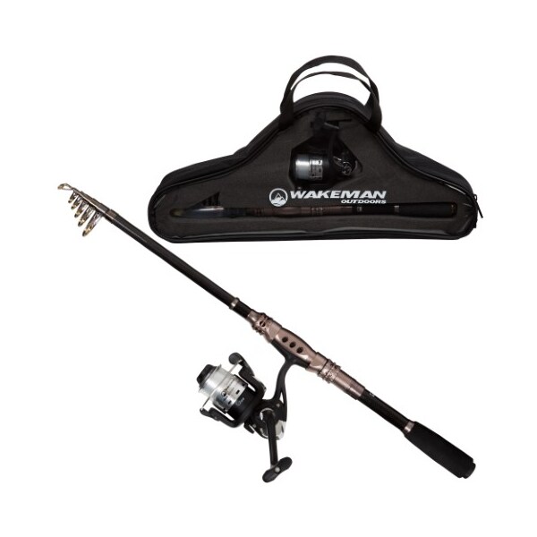 Leisure Sports Fishing Rod and Reel Combo, Spinning Reel, Carbon Fiber and Steel Telescopic Pole for Fishing, Black - 535297WGZ