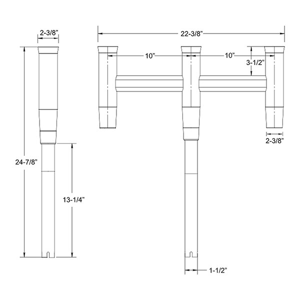 Taco Marine TACO DELUXE TRIDENT ROD HOLDER CLUSTER STRAIGHT - F31-0780BXY-1