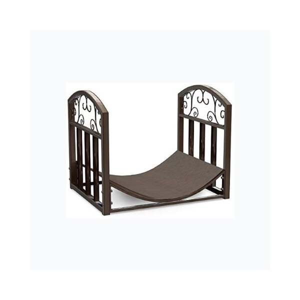 Hastings Home Firewood Rack Metal Holder with Decorative Scroll Design for Log Storage Bin, Indoor/Outdoor (Brown) - 906038HXM