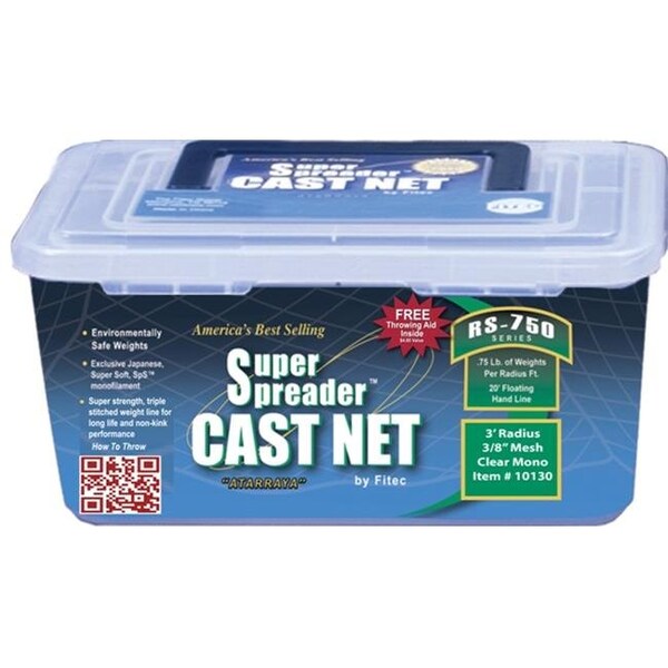 Fitec FITEC 10150 RS750 Super Spreader Cast Net 5'x3/8" Mesh  Clear  3/4 lb wt - 10150