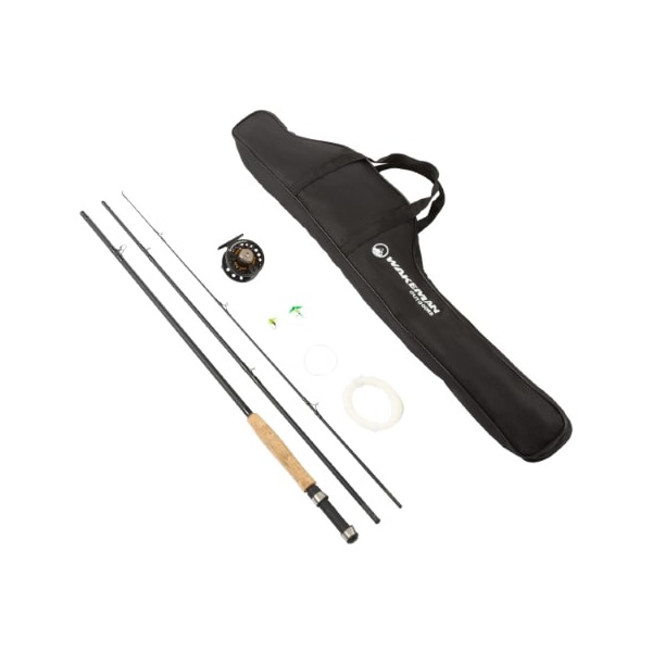 Leisure Sports Fly Fishing Pole, 3 Piece Collapsible 97-inch Fiberglass and Cork Rod and Ambidextrous Reel with Case - 696223BLM
