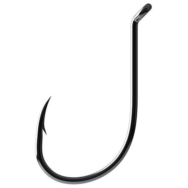 Eagle Claw Lazer Octopus Long Shank Offset Up Eye Hook- Platinum Black - Size 1 - L2BG-1