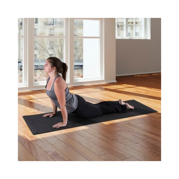 Leisure Sports Non-Slip Yoga Mat Double Sided Comfort Foam Exercise for Fitness, Pilates with Carrying Strap(Black) - 961758BXB