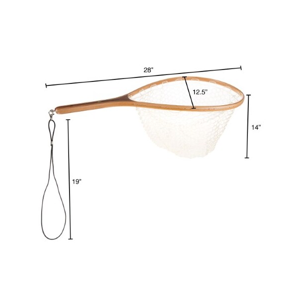 Leisure Sports Landing Fly Fishing Net Equipment, Clear Rubber Mesh, Wooden Handle Angler Tool for Catch and Release - 330297HXR
