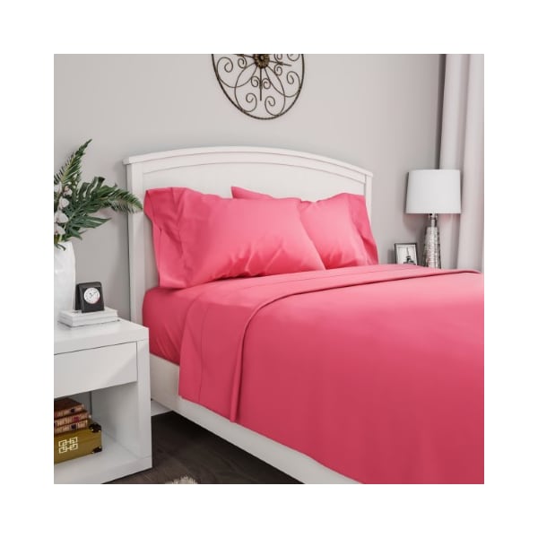 Hastings Home Brushed Microfiber 3-piece Bed Linens with Fitted, Flat Sheet, and Pillowcase (Twin, Pink) - 979556CVY