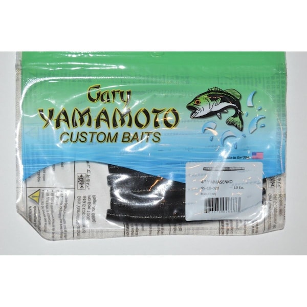 Yamamoto 4 in. Senko Black Fishing Lure, 10PK - YAM-9S-10-020