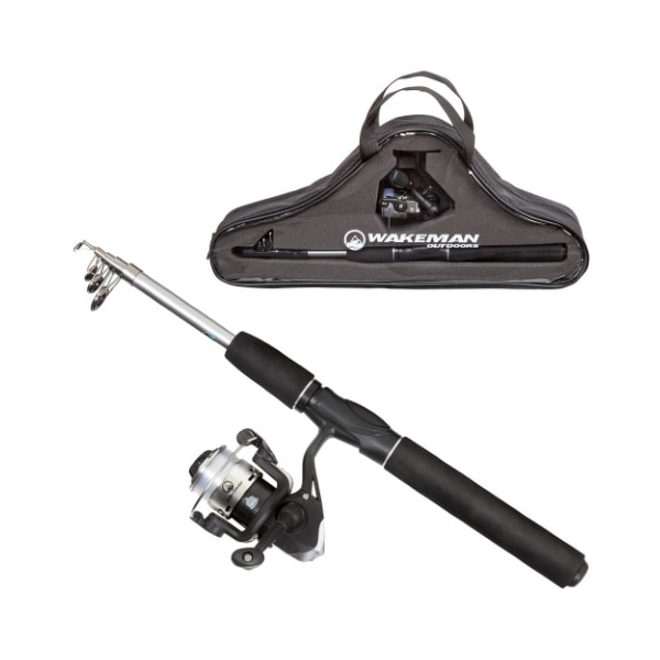 Leisure Sports Fishing Rod and Reel Combo, Spinning Reel, Telescopic Pole, Fishing Gear for Lake Fishing, Black - 517398LAC