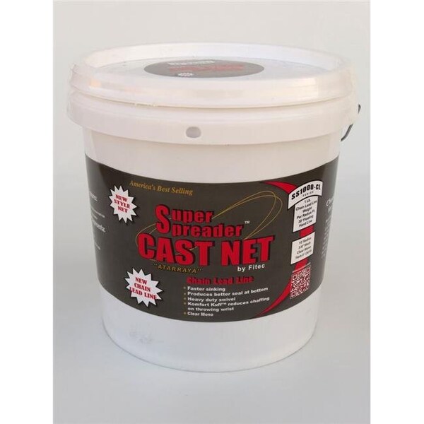 Super Spreader Super Spreader 12710 10 ft. x 1 in. Mesh; S1000-CL Chain Leaded Cast Net Clear; 1 lb wt - 12710