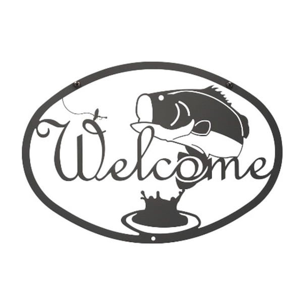 Micasa Medium Fishing Bass Welcome Sign - MI141688