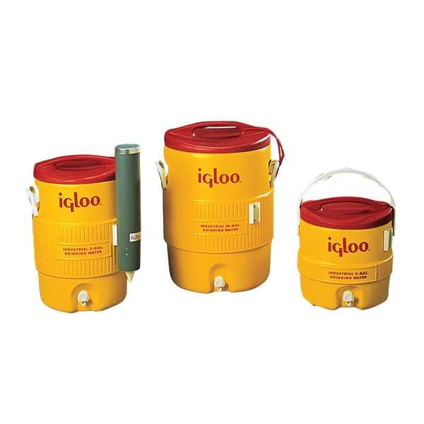 Igloo 3 gal Beverage Cooler/Dispenser, 13-1/2 in Dia, Up to 1 Day Ice Retention, Red/Yellow - 431