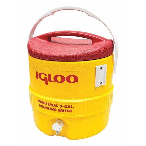 Igloo 3 gal Beverage Cooler/Dispenser, 13-1/2 in Dia, Up to 1 Day Ice Retention, Red/Yellow - 431