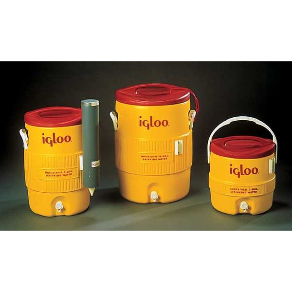 Igloo 3 gal Beverage Cooler/Dispenser, 13-1/2 in Dia, Up to 1 Day Ice Retention, Red/Yellow - 431