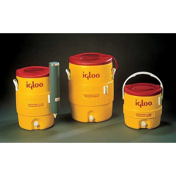 Igloo 3 gal Beverage Cooler/Dispenser, 13-1/2 in Dia, Up to 1 Day Ice Retention, Red/Yellow - 431