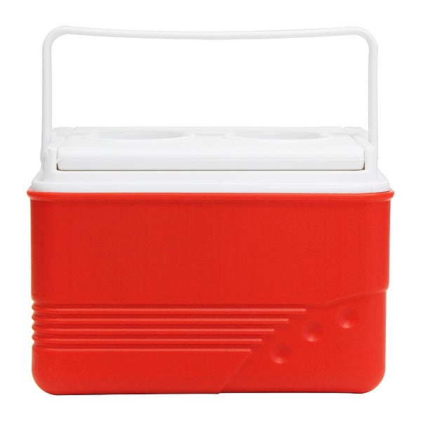 Zoro Select 4.8 qt Personal Cooler, Up to 12 hrs Ice Retention, Plastic, Red/White - 4AAP8